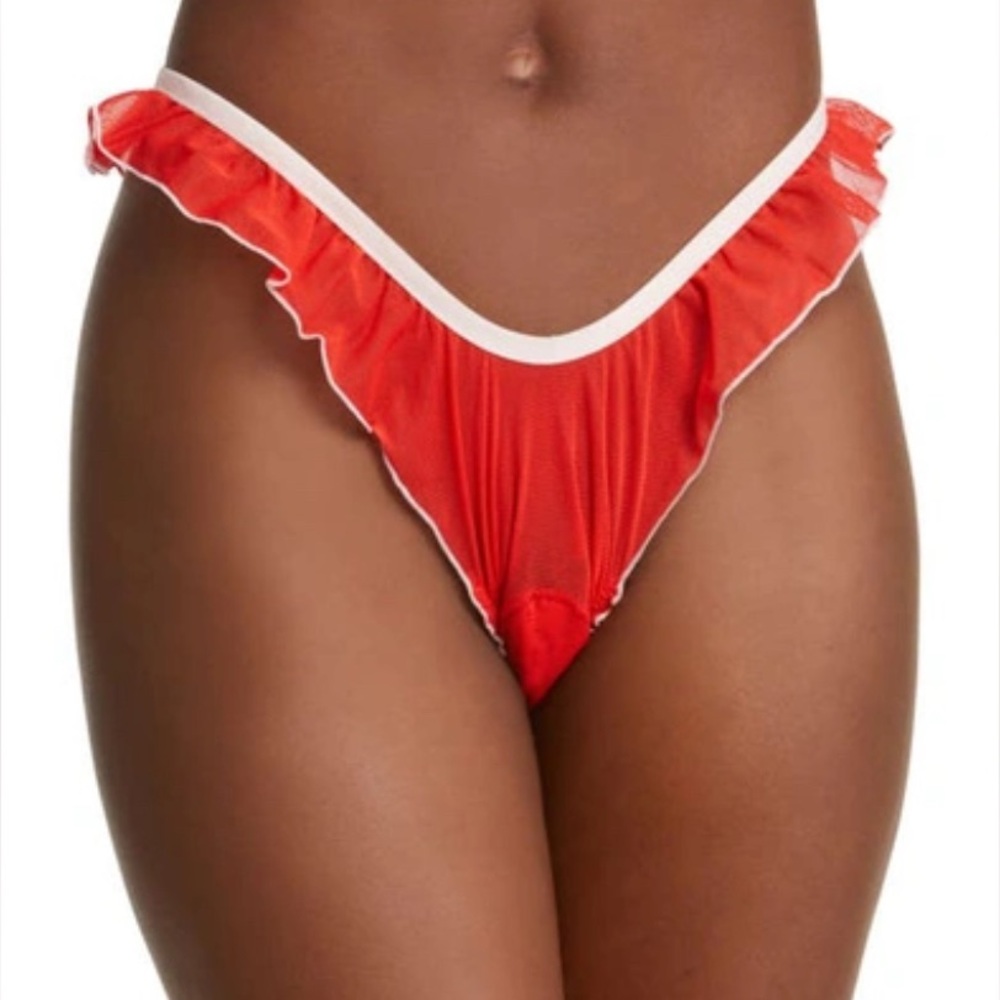 NWT Free People We Are HAH Fly Girl Mesh Lingerie Panty Blood Orange Size large